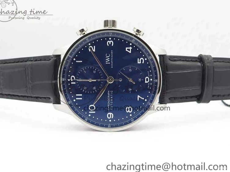 MIROTIME 0121 SunProtective Portugieser Chronograph Edition 150 Years IW371601 ZF 1:1 Best Edition Blue Dial on Black Leather Strap A7750 (Slim Movement) 7137